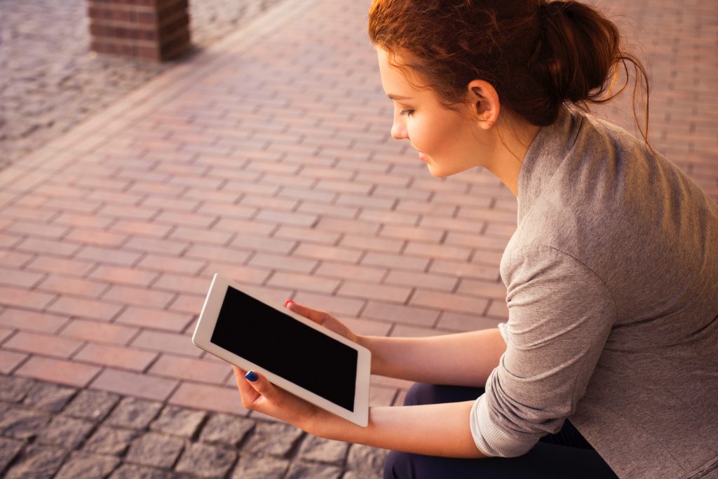 Woman using an iPad