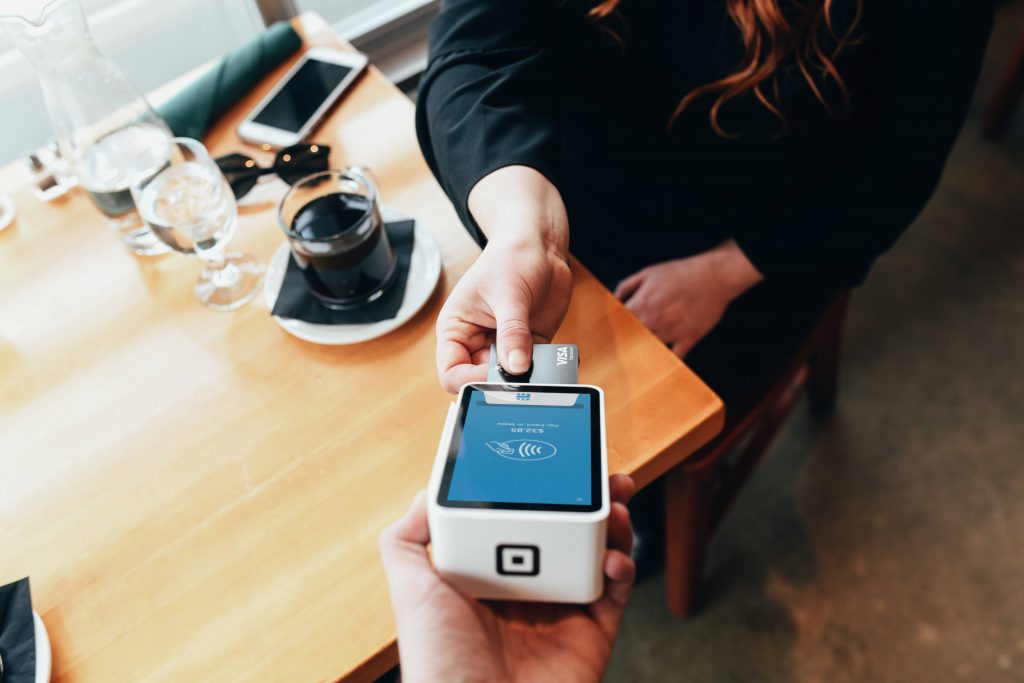 Card purchase in a coffee shop